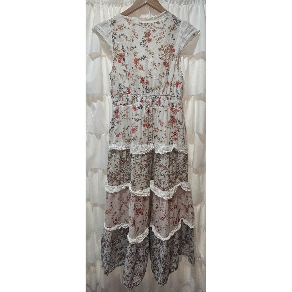 Anthropologie Peregrine Tiered Deco Midi Dress Medium Floral Boho Cottagecore - Picture 6 of 9